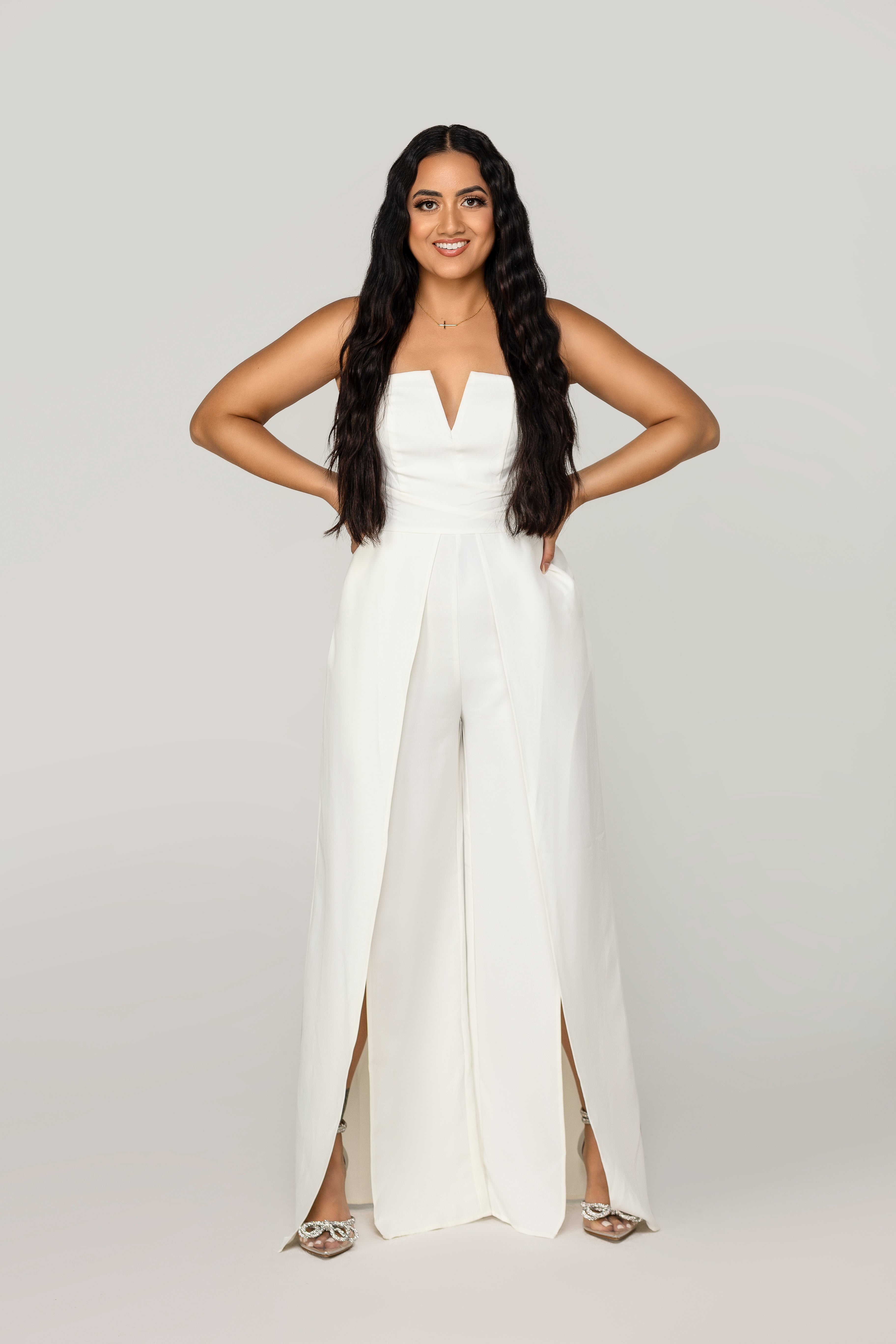 White cheap bustier jumpsuit